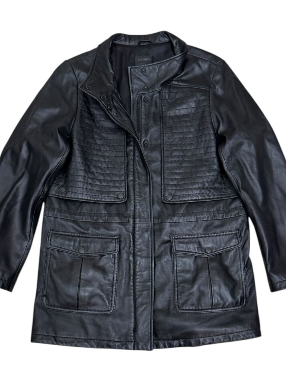 DANIER LEATHER Luxury Designer Winter Business Casual Jacket Coat Womens Medium